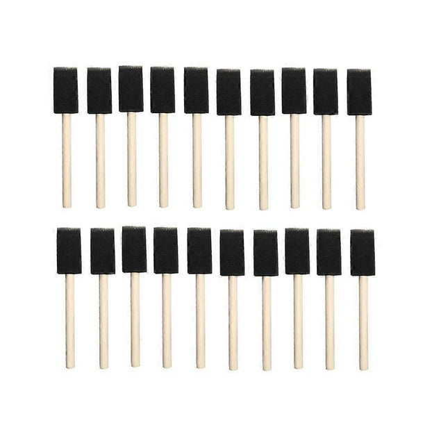 24pcs 1 Inch Sponge Wood Handle Paint Brush Set 10 Pack Lightweight Durable for Acrylics Stains Varnishes Crafts Art