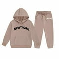 thumbnail image 3 of Hienoo Little Girls Outfits New York Print Pullover Hoodie and Sweatpants 2Pc Clothes Set, 3 of 3