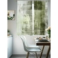 thumbnail image 4 of Abstract Art Sheer Curtains 72 inches Long 2 Panels Set Vintage Green Collage Oil Painting Sheer Window Curtain Rod Pocket Voile Drapes for Living Room/Bedroom, Each 52" W x 72" L, 4 of 7