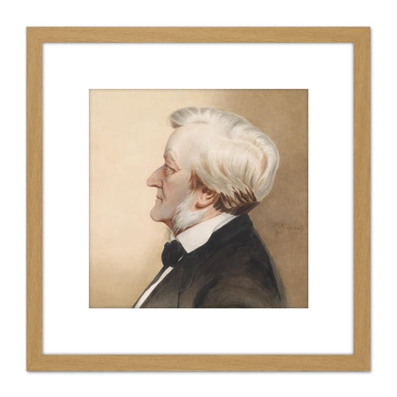 Diefenbach Portrait Composer Wilhelm Richard Wagner 8X8 Inch Square Wooden Framed Wall Art Print Picture with Mount