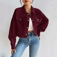 thumbnail image 4 of qolati Women's Corduroy Cropped Jackets Soft Warm Button Down Shacket Jacket Casual Long Sleeve Fall Outerwear with Pockets, 4 of 6