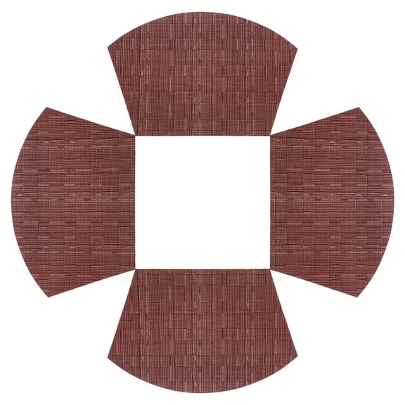 Uxcell 4pcs Wedge Placemats 18" x 12" Woven Vinyl Round Table Placemats, Wine Red