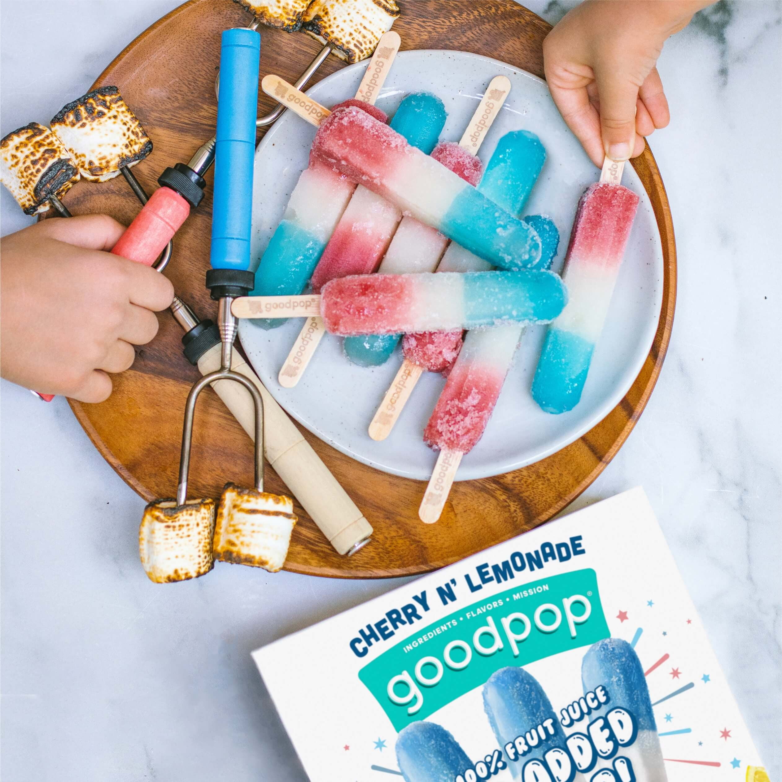 GoodPop Cherry n' Lemonade Red, White and Blue 100% Juice Ice Pops, No Added Sugar, 8 ct