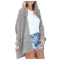 thumbnail image 4 of Outfmvch sweaters for women Open Front Crochet Knit Cardigan Sweater Loose Outwear womens tops womens sweaters Grey, 4 of 9