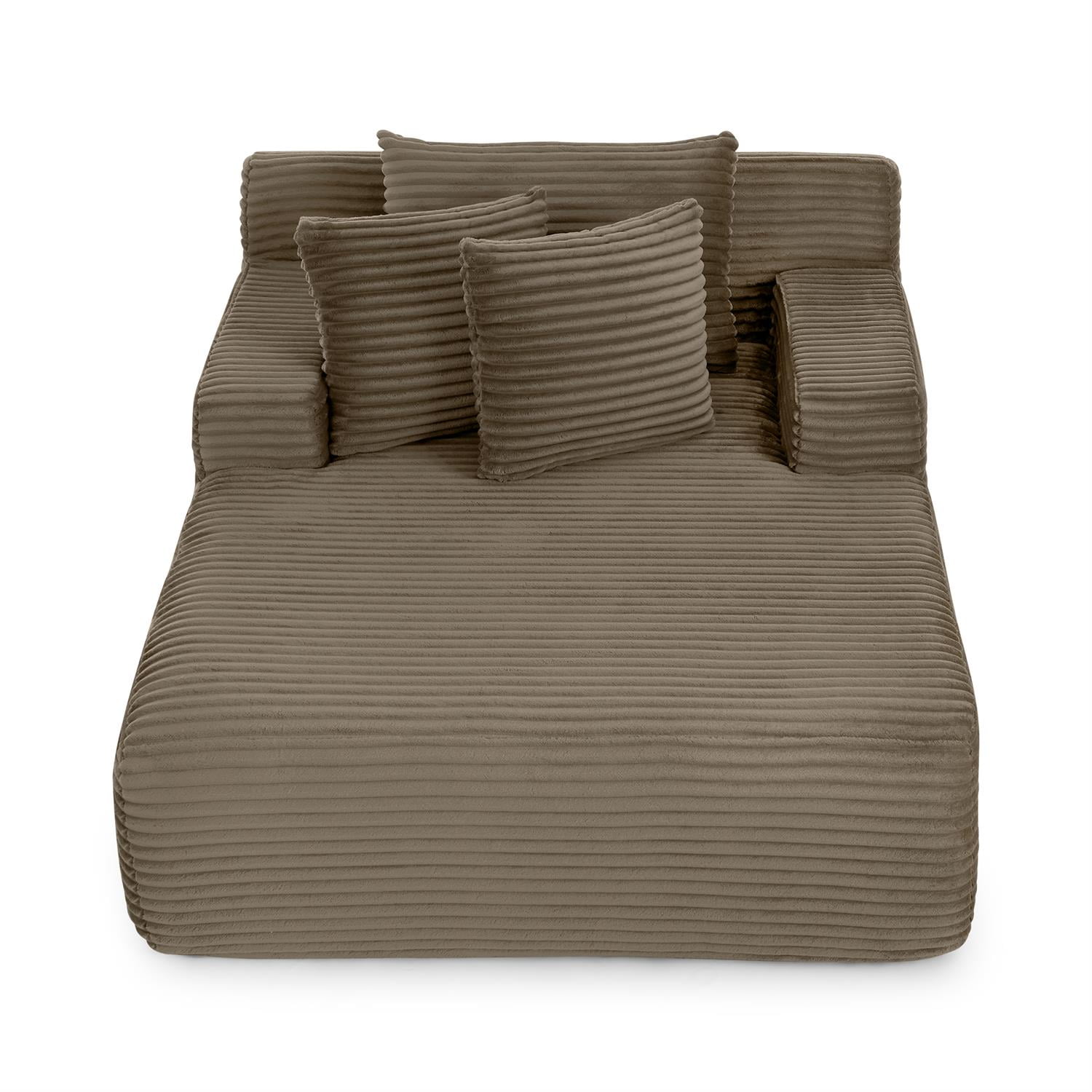 Demi Bonn 64" Velvet Fabric Single Lazy Sofa, Modern Fluffy Couch Lounge Chair for Indoor Living Room, Bedroom, No Assembly Needed, Brown