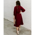 thumbnail image 3 of Solid Color Gathered Neck Tie Waist Dress for Women Knee Length, 3 of 3