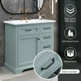 thumbnail image 4 of 36" Bathroom Vanity with Ceramic Sink, Modern Bathroom Storage Cabinet with 4 Drawers and 1 Soft Closing Door, Freestanding Bathroom Vanities, Solid Wood Frame, Grey, 4 of 7