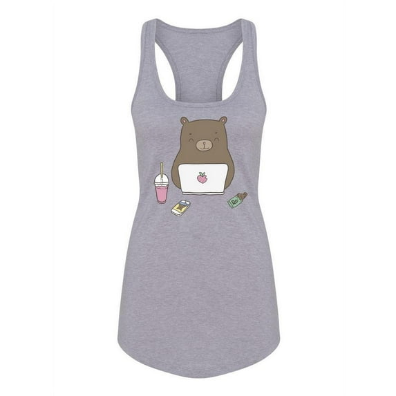 Bear With A Laptop Racerback Tank Women -Image by Shutterstock, Female Large