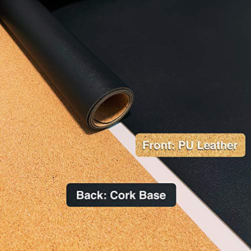 Bright Brown Waterproof Desk Protector Double-Sided Desk Mat Mouse Pad ABRAIGO 32x 16 Large Natural Cork & PU Leather Desk Pad