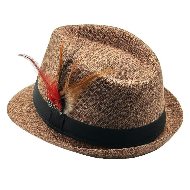 Silverfever Fedora Hat with Feathers Gatsby Holiday Octoberfast Bavarian Alpine Trlbe Dress Up Gatsby Hats