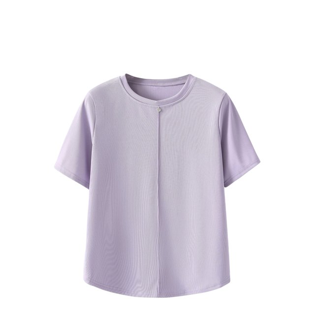 Timegard Plus Size Tops for Women Short Sleeve Crew Neck Stretch Solid Color Shirts Summer Casual Loose Tops