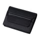 thumbnail image 1 of Estuche para tarjetas delgado con múltiples ranuras para tarjetas, compartimentos para billetes, forro con bloqueo RFID, diseño compacto para mujer, acabado en cuero negro, ideal para uso diario., 1 of 5