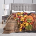 thumbnail image 4 of Kll Fleece Blanket Plush Throw Blanket Autumn Bouquet Pumpkin For Thanksgiving,Soft Fuzzy Cozy Flannel Blanket For Couch Sofa Bed.(50"X40"), 4 of 9