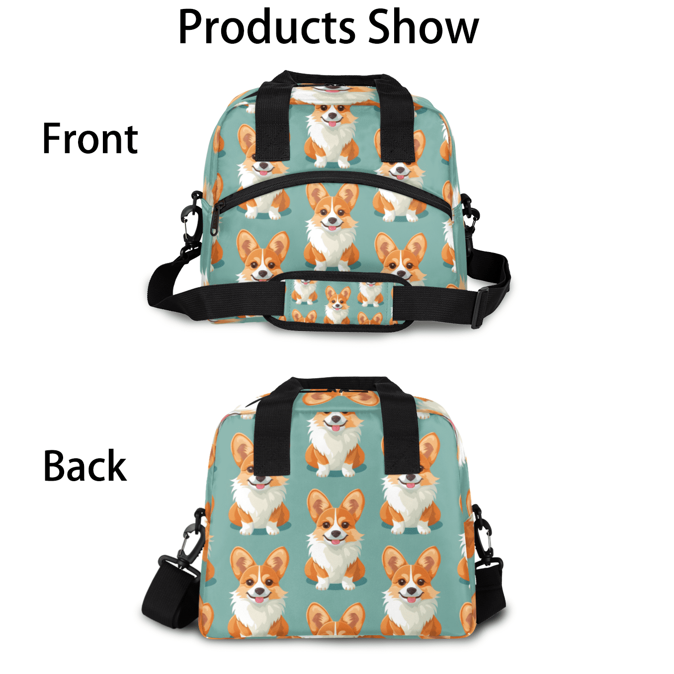 Herdesigns Dog Insulated Lunch Bag for Women Men Adults Large Reusable Lunch Box Puppy Dog Leakproof Cooler Tote Bags with Adjustable Shoulder Strap