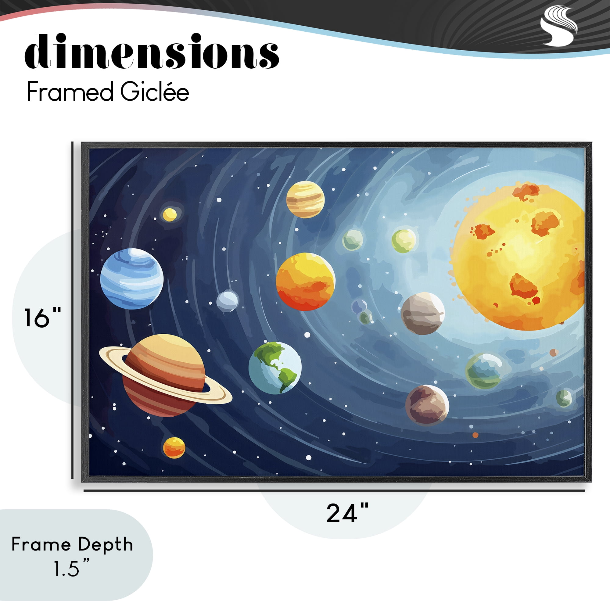 Stupell Industries Solar System Planets Orbit Black Framed Giclee Art, design by Creative Studio