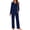Navy-Floral, variant on Weekease Long Sleeve Pajamas Set for Women V Neck Tops Wide Leg Pants 2 Piece Lounge Fall Sleepwear with Pockets