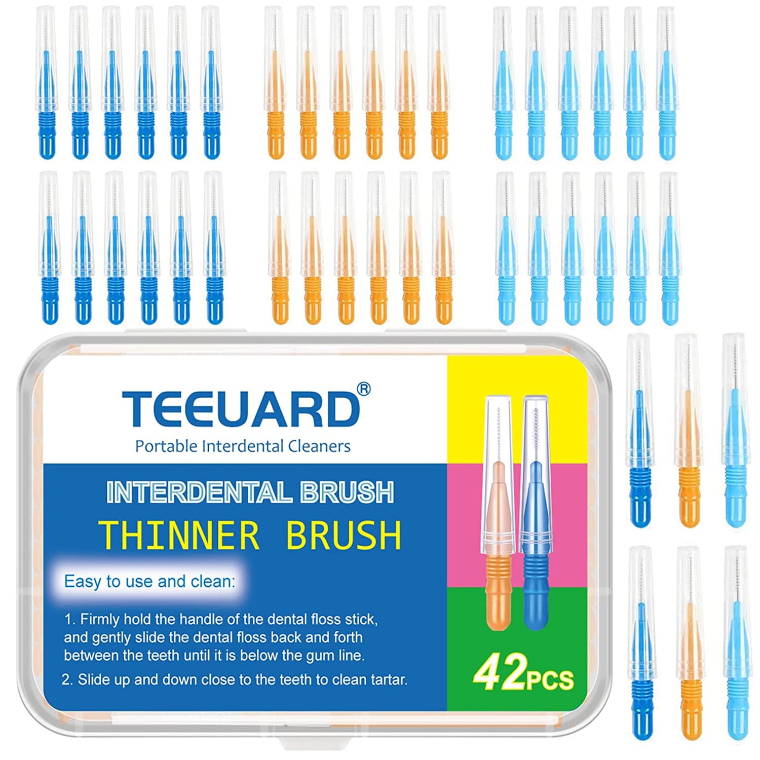 Teeuard Tooth Cleaners for Braces, Dental Brush, Orthodontic Brush Picks for Between Teeth, 42