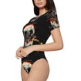 thumbnail image 2 of Gaeub Glitch Screaming Skull Women'S Short Sleeve One Piece Swimsuit Sexy High-Waisted Bodysuit For Swimming, Beach, Sports - Medium, 2 of 9