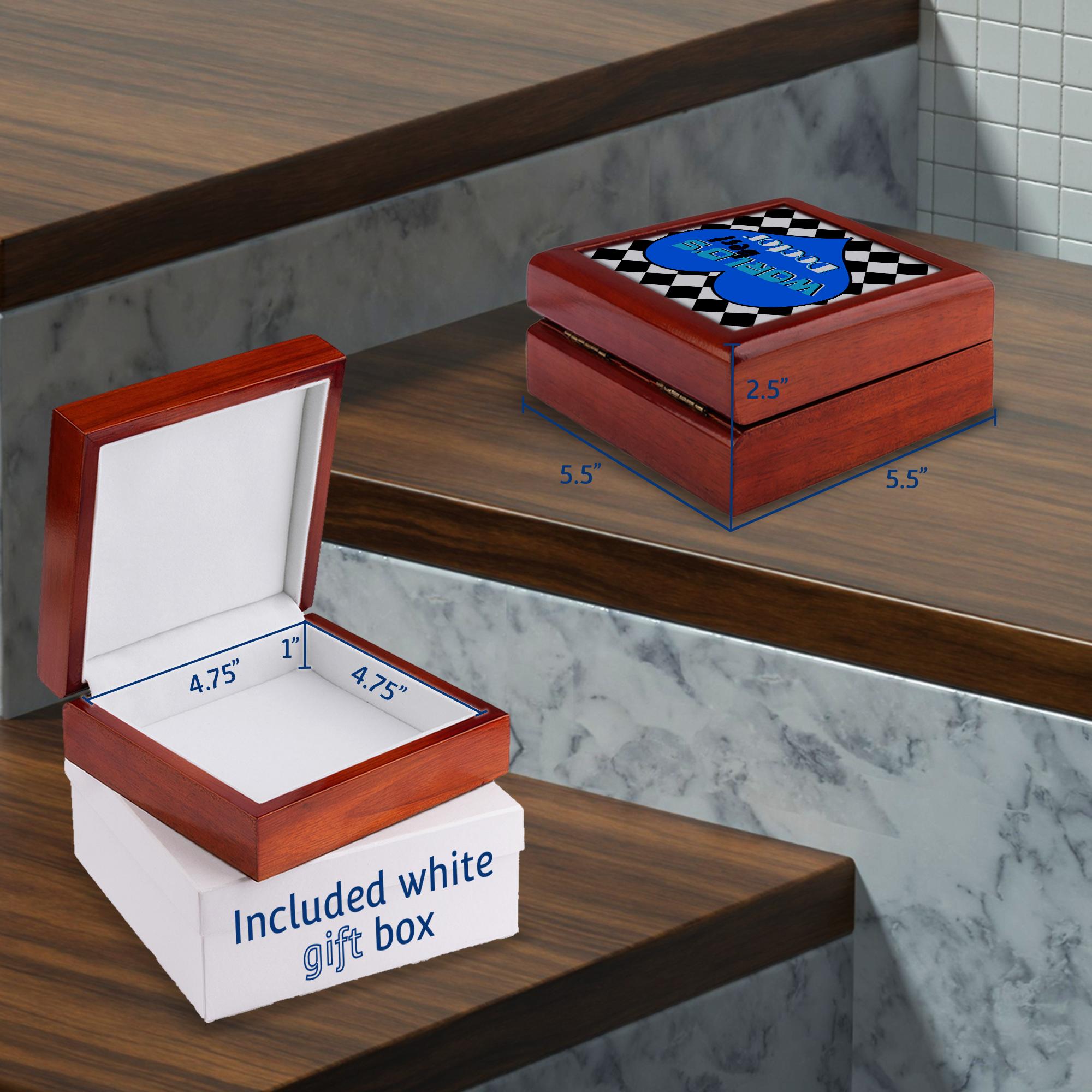 3dRose, Worlds Best Doctor - Blue, Jewelry Box 5.5x5.5 inch with 4 inch tile