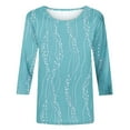 thumbnail image 4 of JTZGDY Floral Tops for Women Loose Fit Casual Fall 3/4 Lenght Sleeve Crewneck Graphic Tunic T-Shirts Lightweight Dressy Pullover Blouse Sky Blue XXL, 4 of 9