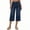 Dark Blue, variant on Womens High Waisted Capri Wide Leg Jeans Stretchy Cuffed Hem Denim Capris for Summer Casual Wear
