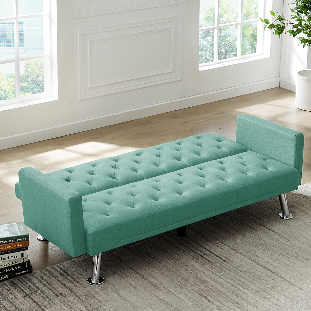 Lowestbest Modern Convertible Folding Futon Sofa Bed, Fabric Sleeper Sofa Couch for Compact Living Space, Green Lowestbest Modern Convertible Folding Futon Sofa Bed, Fabric Sleeper Sofa Couch for Compact Living Space, Green