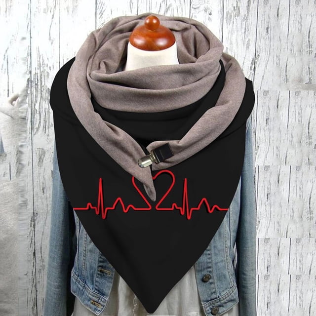 Dvkptbk Scarf Universal Winter Warm Windproof Prints Double-Layer Buckle Scarf Clothes on Clearance