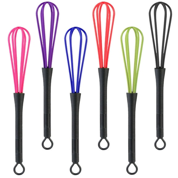 HONMEET 6-Piece Plastic Balloon Whisk Set in Assorted Colors, Small Size, Lightweight and Easy to Store for Baking and Cooking