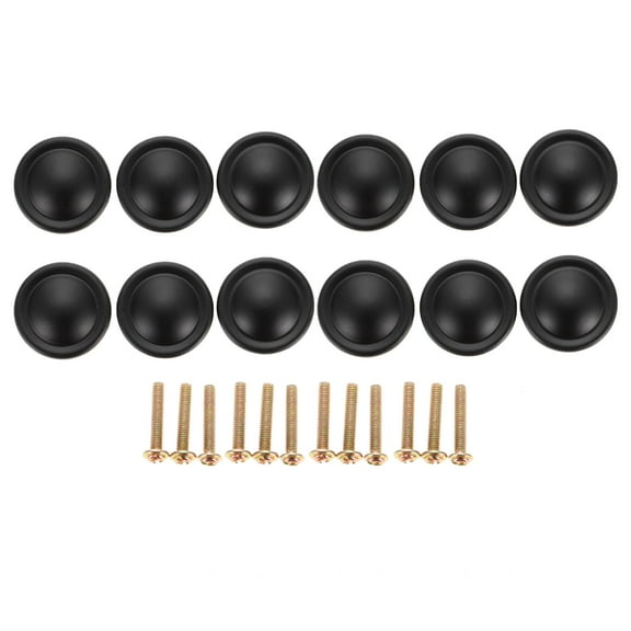 Round Cabinet Handle Wardrobe Door Knob Black Cupboard Pull Shoebox Aluminum Alloy 12 Pcs