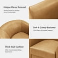 thumbnail image 5 of Genuine Leather Barrel Chair with 360-Degree Swivel Modern and Solid Wood Base for Contemporary Living Room and Office Seating CAMEL, 5 of 9