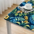 thumbnail image 4 of COMIO Turquoise Blue Tropical Palm Trees Leaves with Yellow Orchid Flowers Outdoor Fitted Square Tablecloth, 44in, 48in, 54in, 60in White, 4 of 7