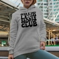 thumbnail image 2 of Over Stimulated Moms Club, Mother Themed, Groovy Retro Wavy Text Merch Gift, Heather Grey Hooded Sweatshirt or Hoodie, 3XL, 2 of 5