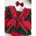 thumbnail image 5 of Suealasg Toddler Baby Girls Christmas Outfits Long Sleeves Plaid Christmas Romper Dress Santa Claus Bodysuit+Headband 3M 6M 12M 18M 24M 2 Piece Infant Christmas-themed Clothing, 5 of 9