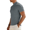 thumbnail image 6 of Men's Mock Turtleneck T Shirt Short Sleeve Solid Basic Tee Soft Casual Pullover Top Gray M, 6 of 9