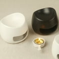 thumbnail image 3 of Warmself Ceramic Essential Oil Burner Tealight Candle Holder Decorative Aroma Diffuser Black Open Small, 3 of 5