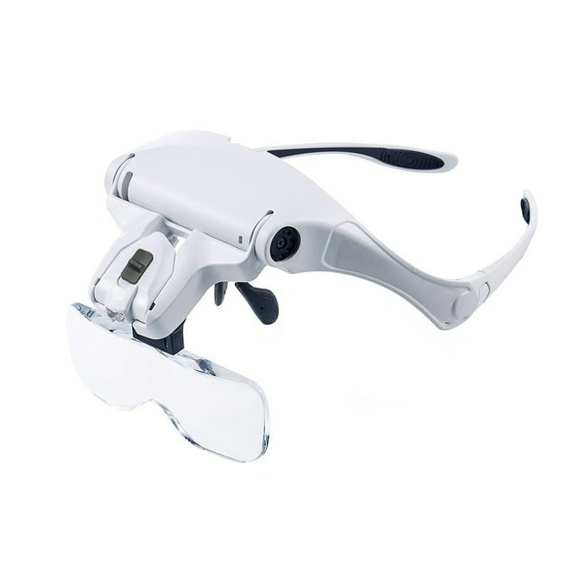 LED Lighted Magnifying Glass Hands-Free Head-Mounted Magnifier with 5 Detachable