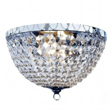 

Elegant Designs 2 Light Victoria Crystal Rain Drop Ceiling Light Flushmount Chrome