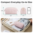 thumbnail image 6 of BAGSMART Wide-open Makeup Bag Cosmetic Pouch Organizer Travel Toiletry Bag Essentials Accessories for Women Girls, Quilted Camel, 6 of 8