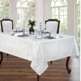 thumbnail image 3 of Newbridge Portofino Scalloped Damask Fabric Tablecloth, Wrinkle and Stain Resistant Fine Dining and Holiday Tablecloth, 52 Inch x 52 Inch Square, White, 3 of 7