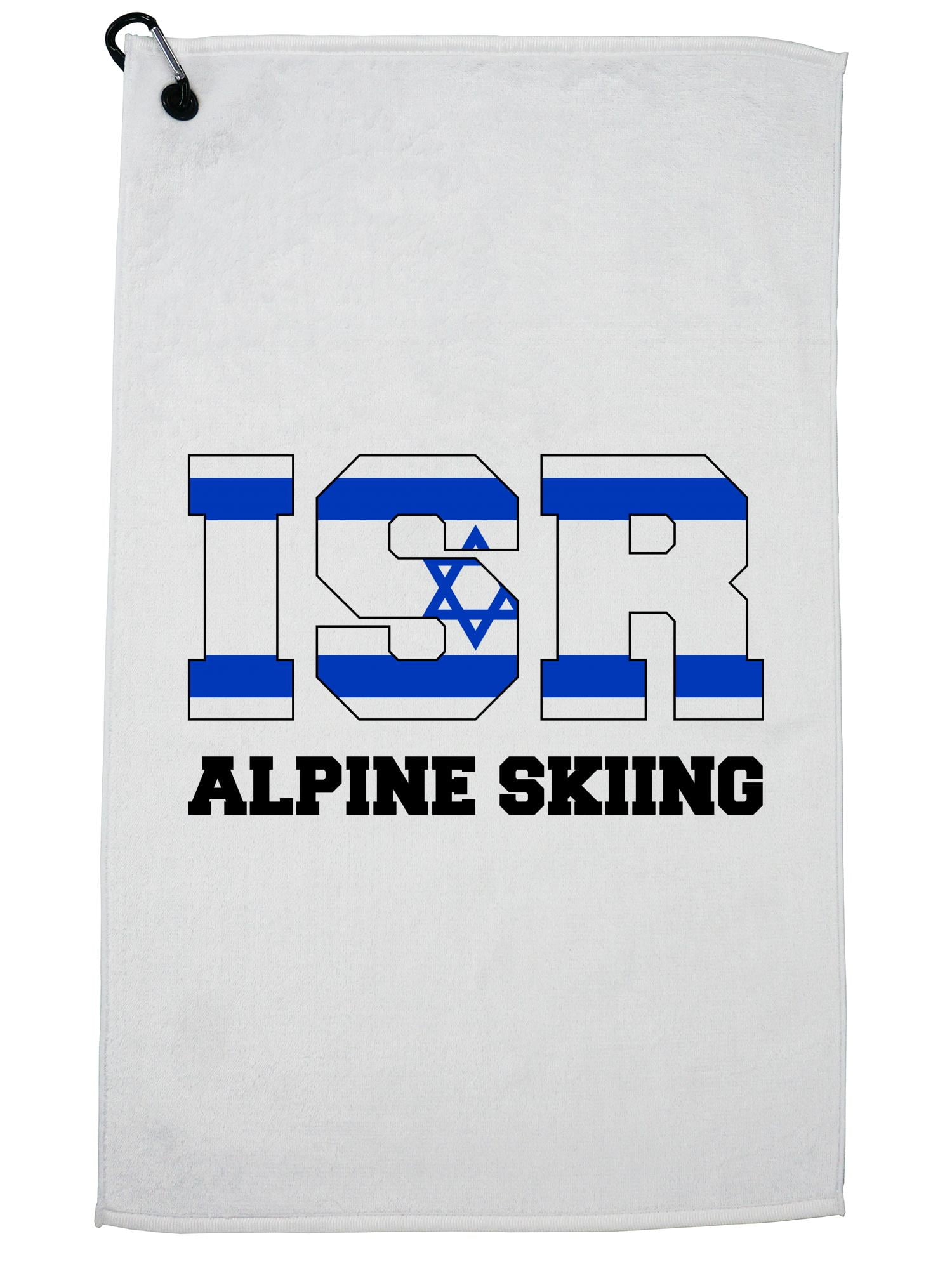 Israeli Alpine Skiing Winter Olympic -ISR Flag Golf Towel with Carabiner Clip by Hollywood Thread