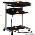thumbnail image 2 of 22 Inch Compact Office Desk with Power Outlet USB Ports, Mobile Laptop Table for Home Study, Rolling Workstation Lockable Casters Corner Writing Table, Black, 2 of 5