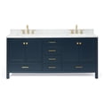 thumbnail image 2 of Ariel Cambridge 73 In. Double Rectangle Sink Vanity With Carrara White Marble 0.75 In Countertop In Midnight Blue, 2 of 10