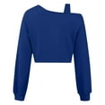 thumbnail image 5 of Caywon Women's Fashion Asymmetrical Shoulder Strap Hoodie Loose Long Sleeve Cropped Top Soft Comfortable Casual Streetwear Daily Wear Blouse, 5 of 7