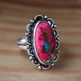 thumbnail image 4 of SS DESIGNS- Pink Turquoise Ring Sterling Silver Oval Cabochon Mohave Turquoise Bohemian Statement Jewelry, 4 of 6