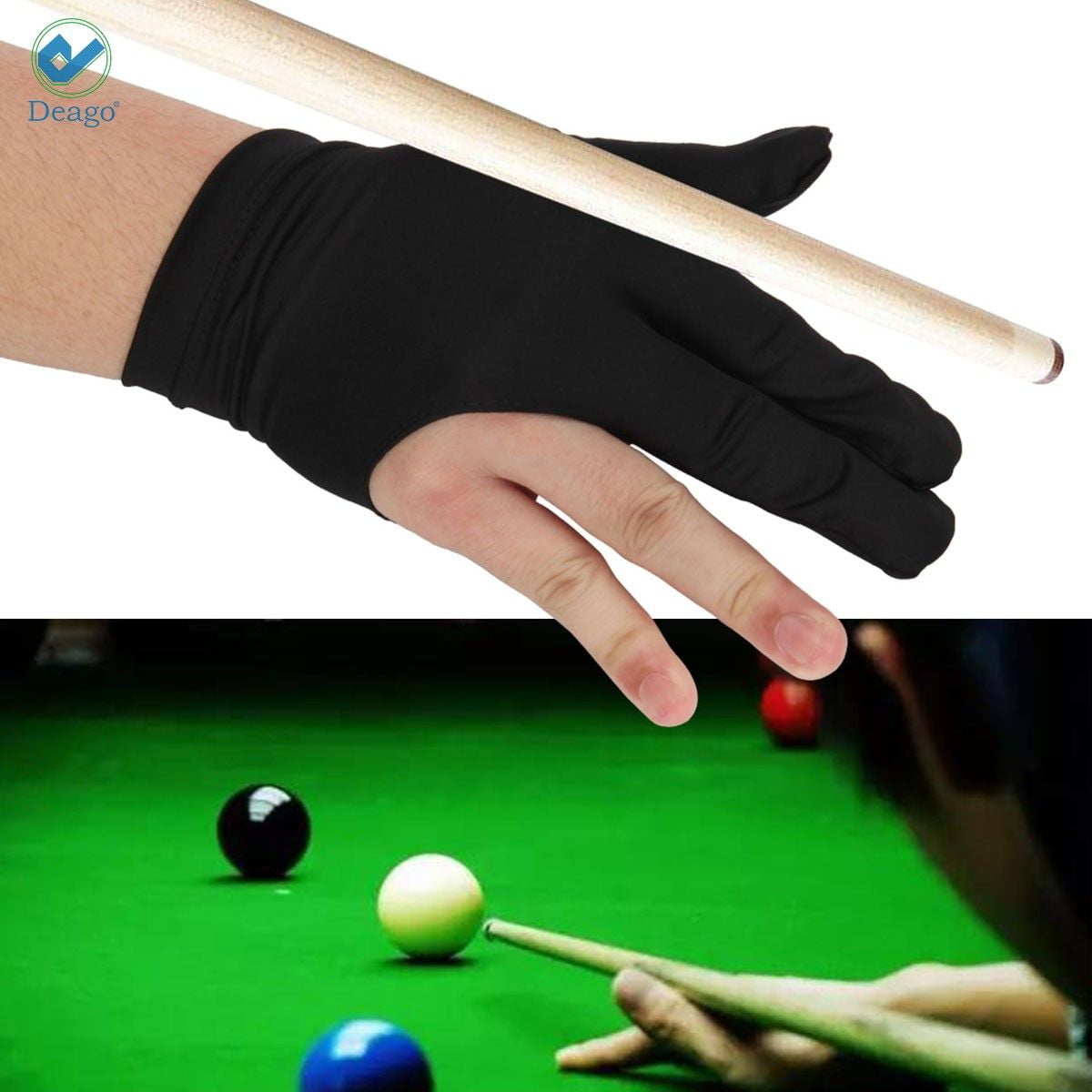 20pcs 3 Fingers Billiards Snooker Gloves Pool Gloves Black Left Hand Accessories 