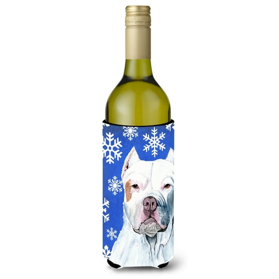 Pit Bull Winter Snowflakes Holiday Wine Bottle Hugger