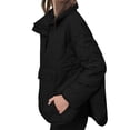 thumbnail image 3 of Fall Winter Women Long Sleeve Stand Collar Quilted Hoodies Puffer Jacket, 3 of 5