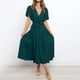 thumbnail image 3 of Vestido boho de playa de verano para mujer: vestido midi sin mangas de color liso con volantes, cuerpo fruncido y espalda descubierta, 3 of 6