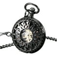 thumbnail image 1 of ESS Black Case Half Hunter Pocket Watch Gold Stainless Steel Case Mens Pendant, 1 of 6
