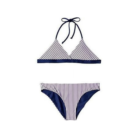 Splendid Big Girls' Reversible Top & Retro Bikini, Wildflower Pink, Size 8